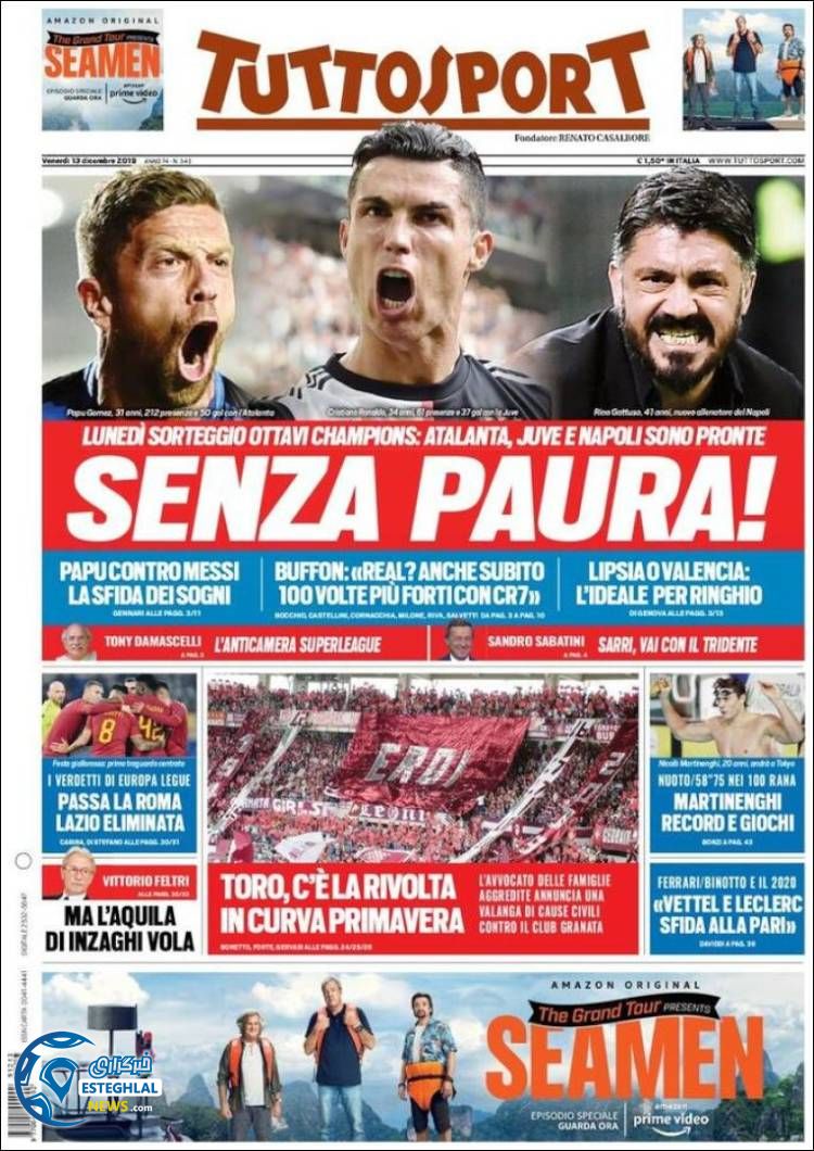 روزنامه ورزشی توتو اسپورت جمعه 22 آذر 1398