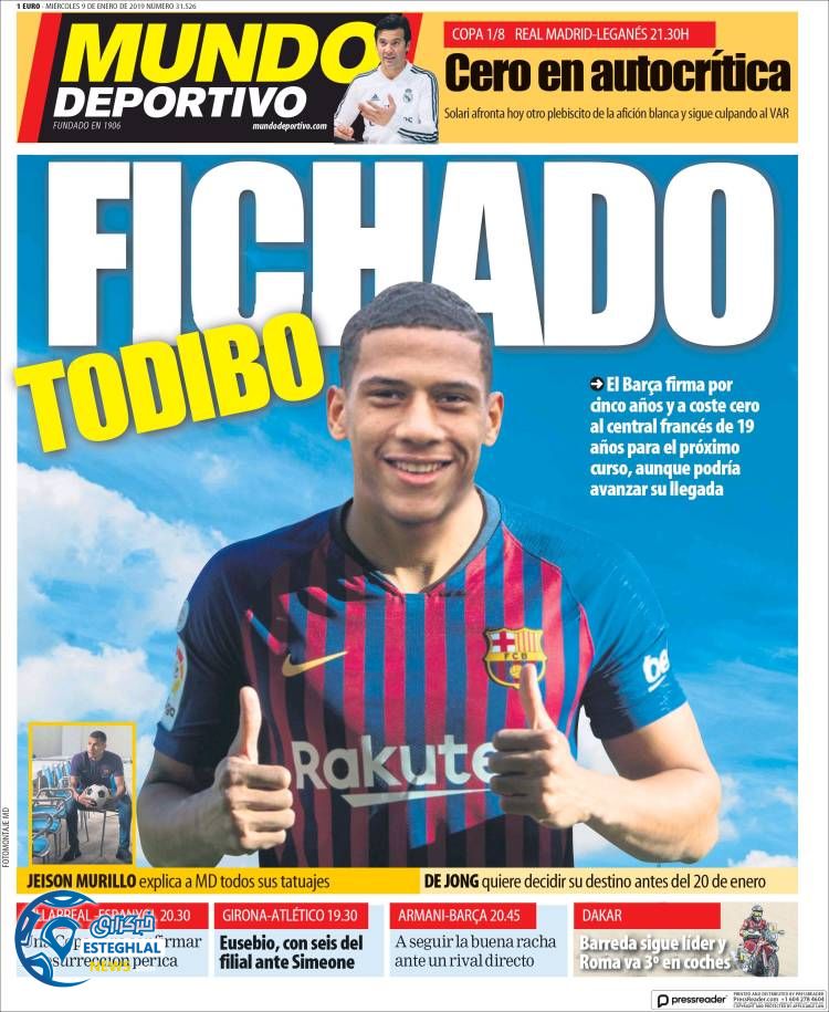 روزنامه ورزشی موندو دپورتیوو چهارشنبه 19 دی 1397