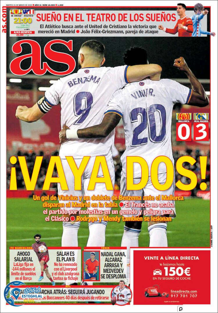 روزنامه ورزشی آ اس سه شنبه 24 اسفند 1400