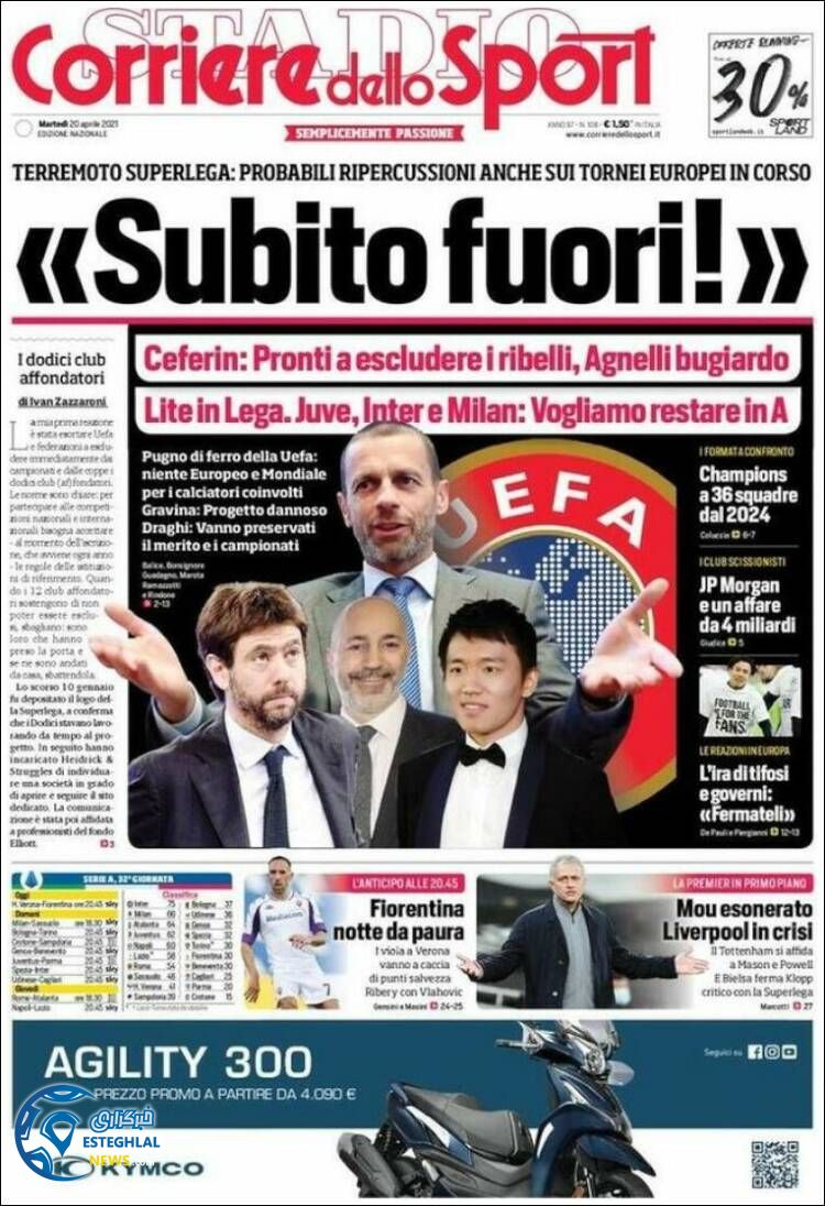 روزنامه ورزشی کروریره دلو اسپورت سه شنبه 31 فروردین 1400