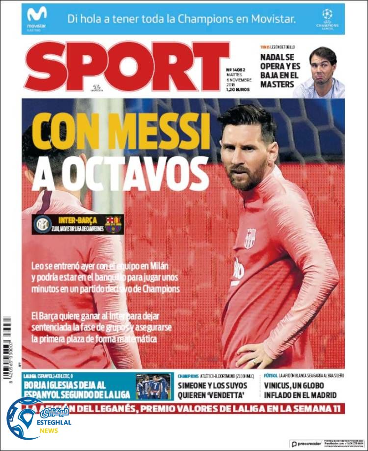 روزنامه ورزشی اسپورت سه شنبه 15 آبان 1397