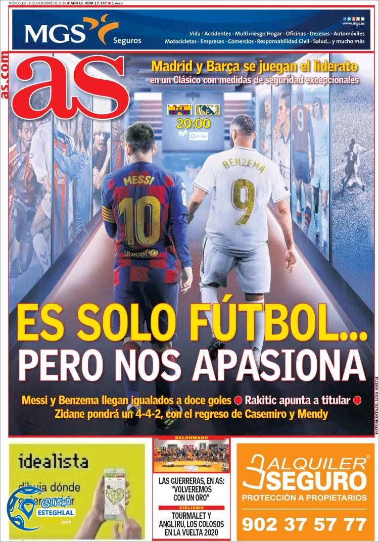 روزنامه ورزشی آاس چهارشنبه 27 آذر 1398