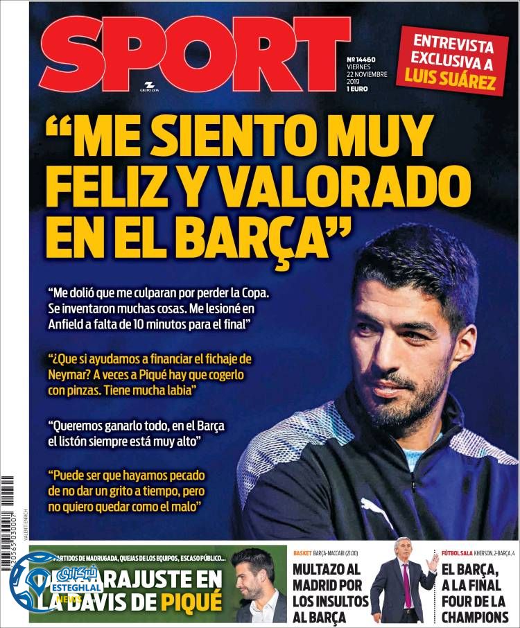 روزنامه ورزشی اسپورت جمعه 1 آذر 1398