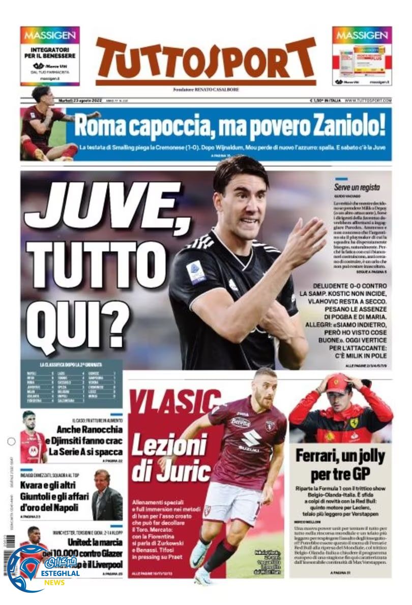 روزنامه ورزشی توتو اسپورت سه شنبه 1 شهریور 1401 