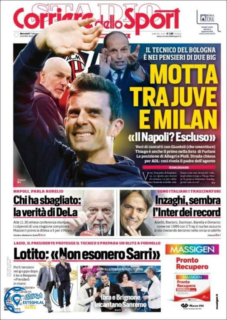 روزنامه ورزشی کوریره دلو  اسپورت چهارشنبه 18 بهمن 1402 