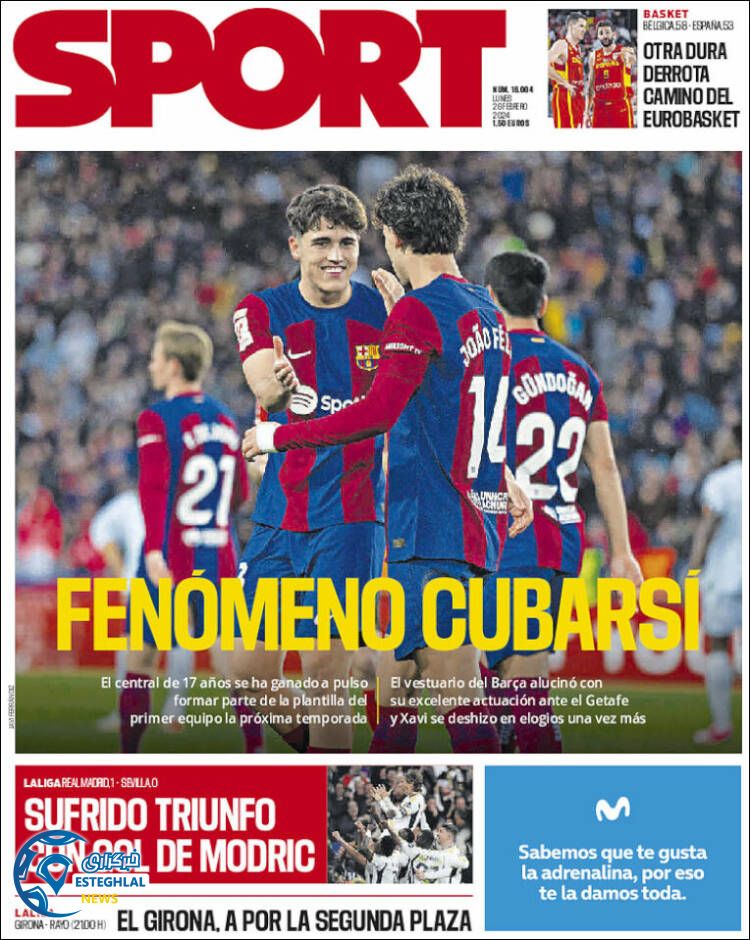 روزنامه ورزشی اسپورت دوشنبه 7 اسفند 1402 