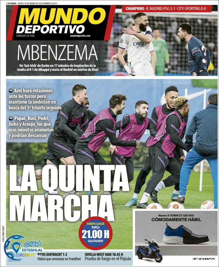 روزنامه ورزشی موندو دپورتیوو پنجشنبه 19 اسفند 1400