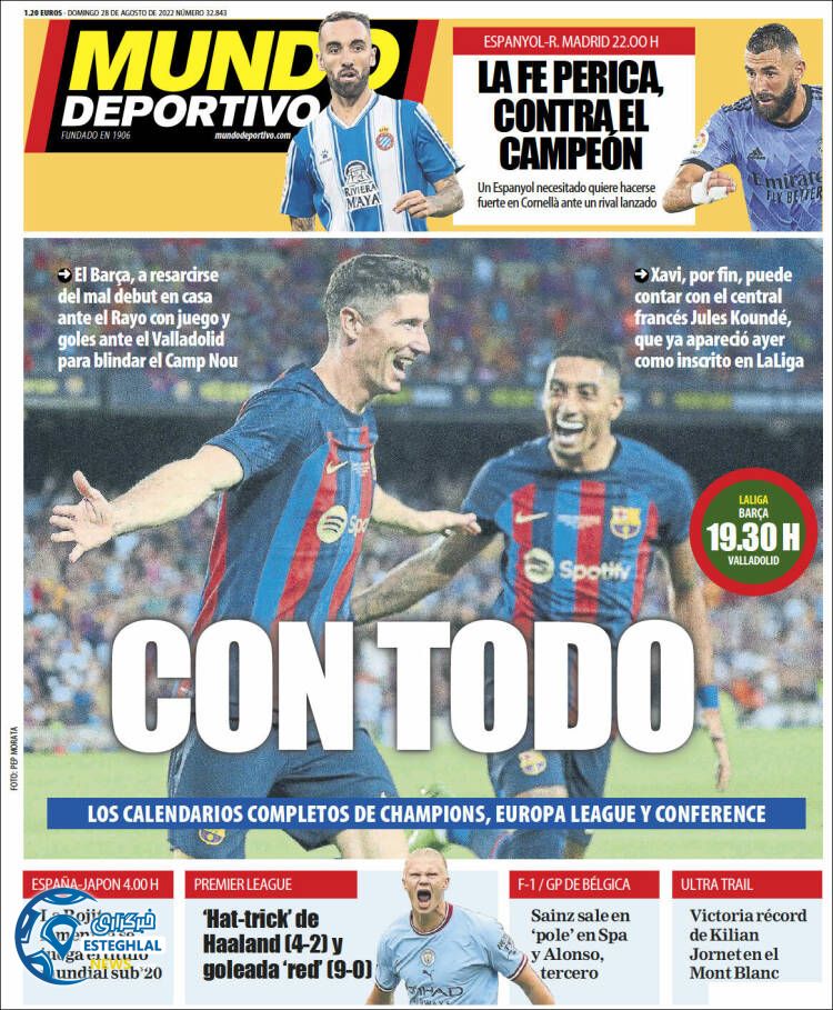 روزنامه ورزشی موندو دپورتیوو یکشنبه 6 شهریور 1401