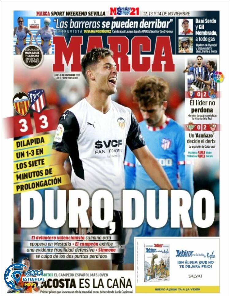 روزنامه ورزشی مارکا دوشنبه 17 آبان 1400