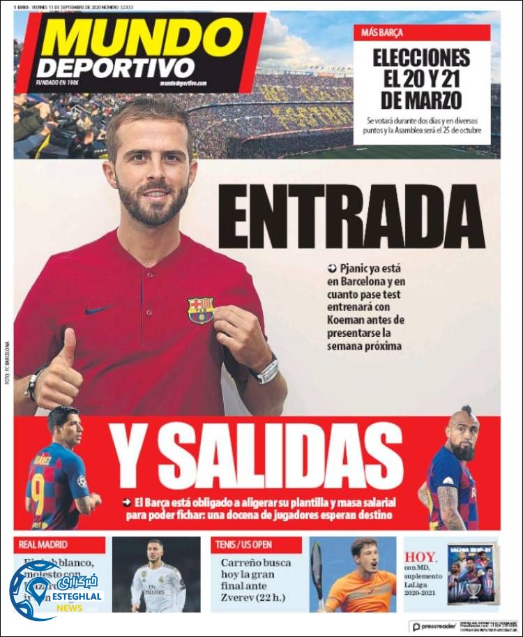 روزنامه ورزشی موندو دپورتیوو جمعه 21 شهریور 1399