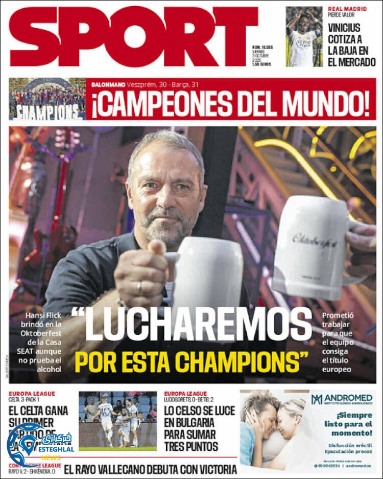 روزنامه  ورزشی اسپورت  جمعه 11 مهر 1404 