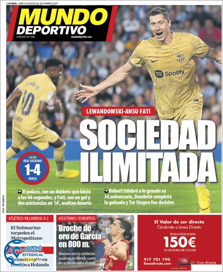 روزنامه ورزشی موندو دپورتیوو دوشنبه 31 مرداد 1401 