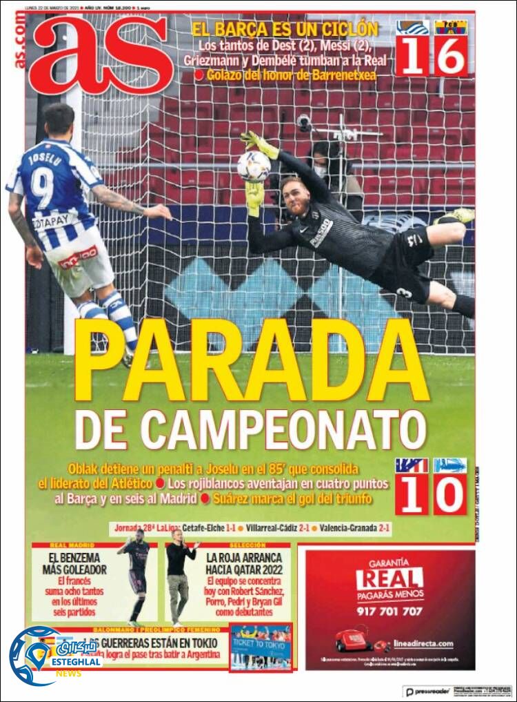 روزنامه ورزشی آ لس دوشنبه 2 فروردین 1400