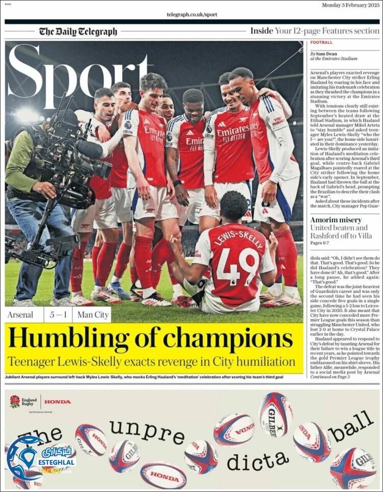 روزنامه ورزشی  تلگراف اسپورت دوشنبه 15 بهمن 1403 