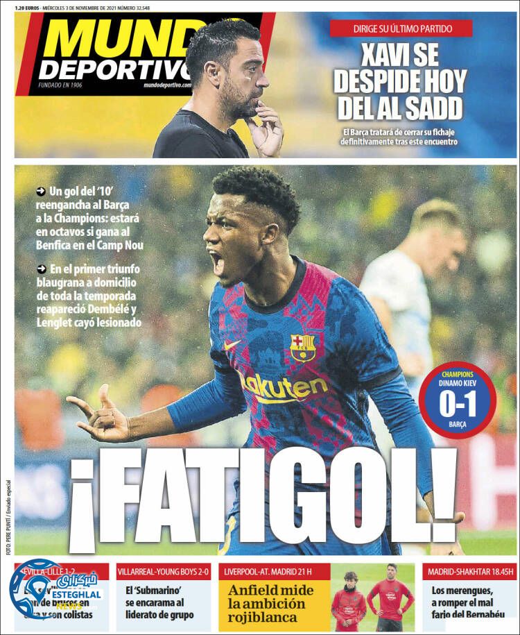 روزنامه ورزشی موندو دپورتیوو چهارشنبه 12 آبان 1400