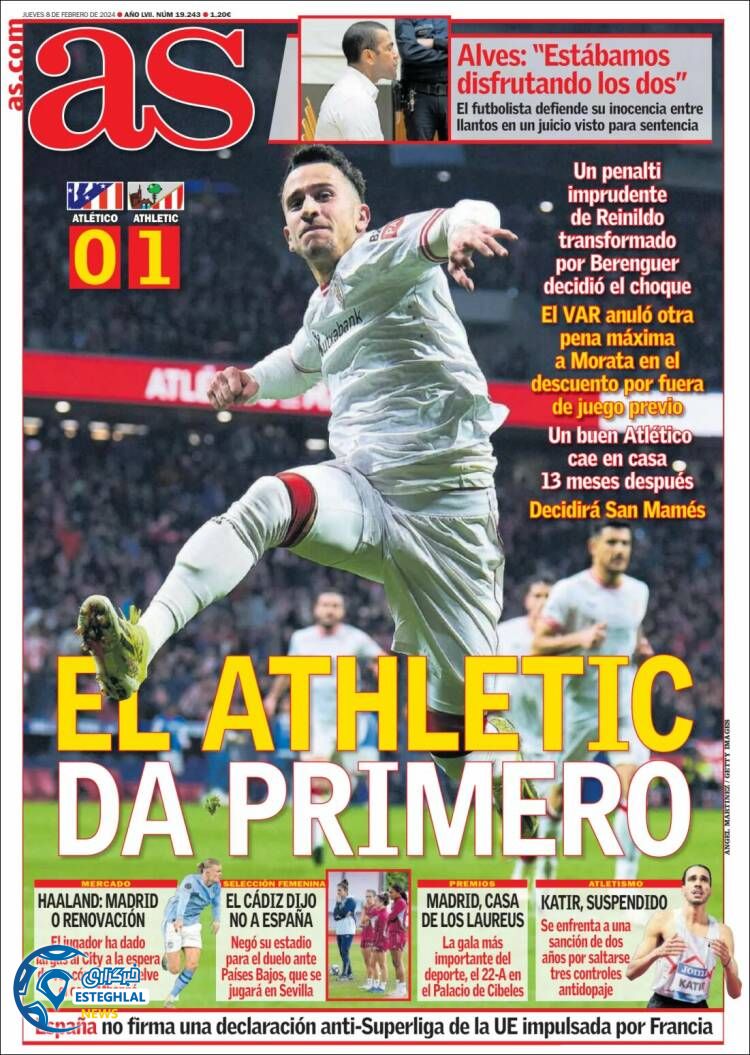 روزنامه ورزشی آ اس پنجشنبه 19 بهمن 1402 