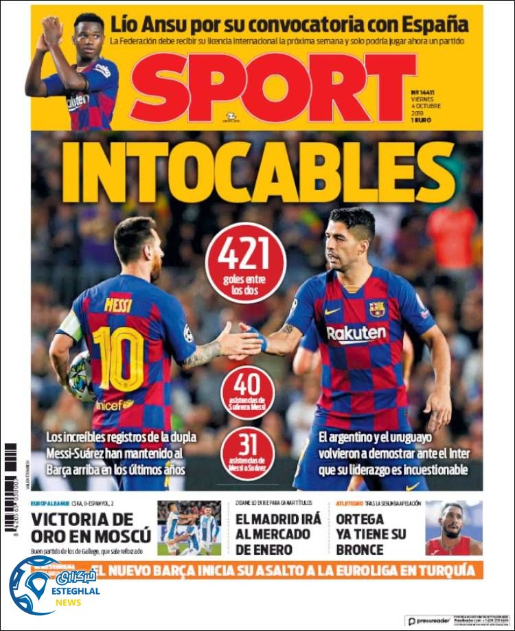 روزنامه ورزشی اسپورت جمعه 12 مهر 1398