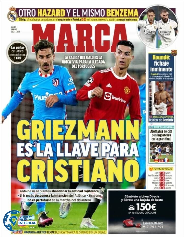 روزنامه ورزشی موندو دپورتیوو پنجشنبه 6 مرداد 1401