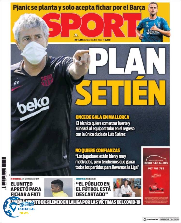 روزنامه ورزشی اسپورت دوشنبه 19 خرداد 1399