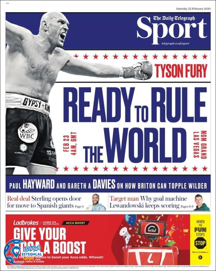 روزنامه ورزشی تلگراف اسپورت شنبه 3 اسفند 1398