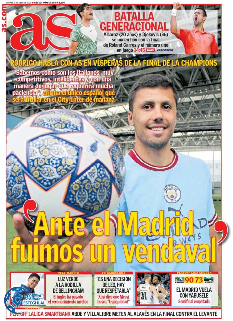 روزنامه ورزشی آ اس جمعه 19 خرداد 1402  