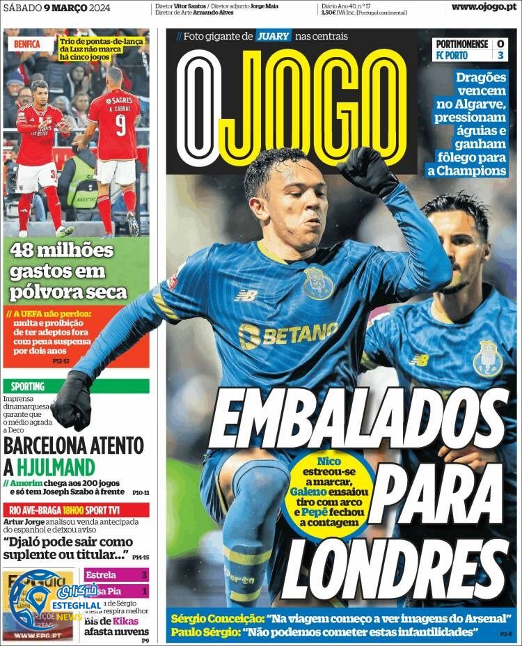 روزنامه ورزشی اوجوگو شنبه 19 اسفند 1402 