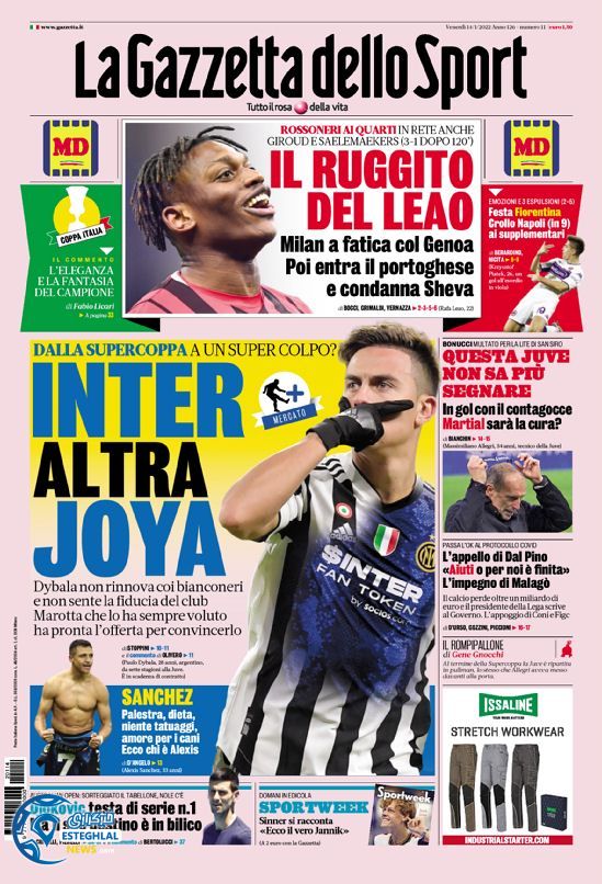 روزنامه ورزشی گاتزتا دلو اسپورت جمعه 24 دی 1400