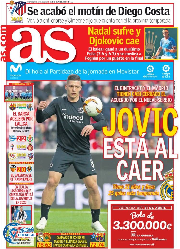 روزنامه ورزشی آاس شنبه 31 فروردین 1398