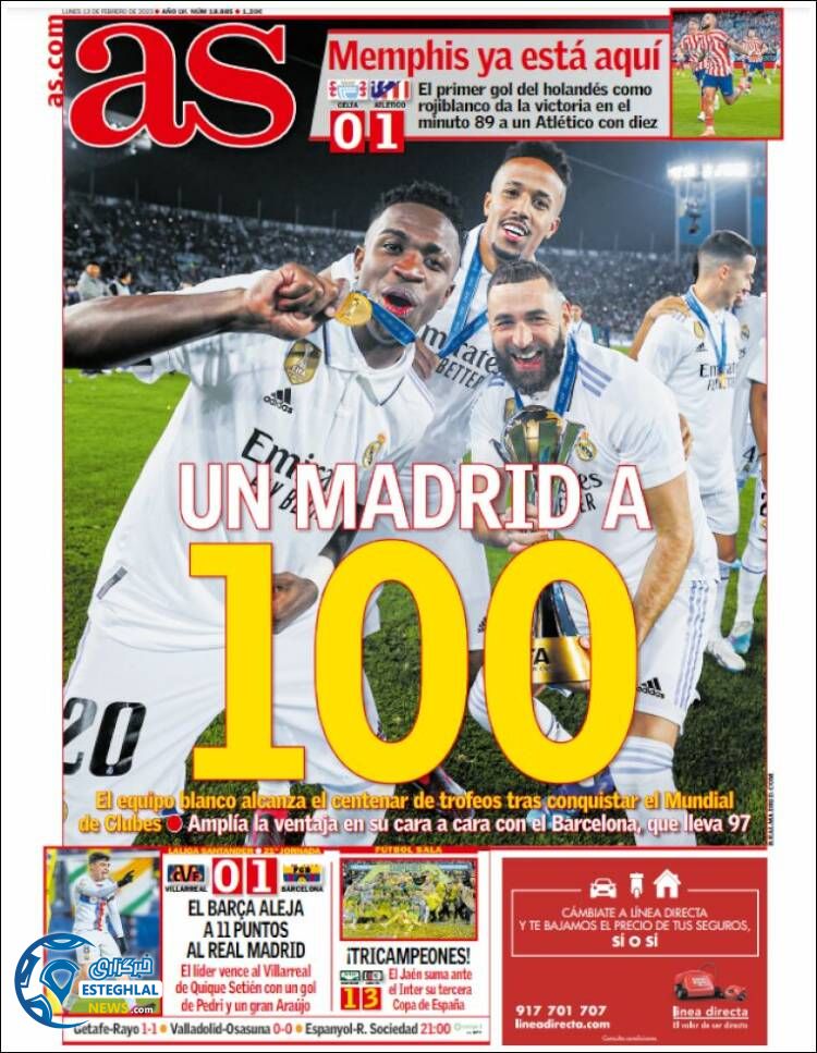 روزنامه ورزشی آ اس دوشنبه 24 بهمن 1401 