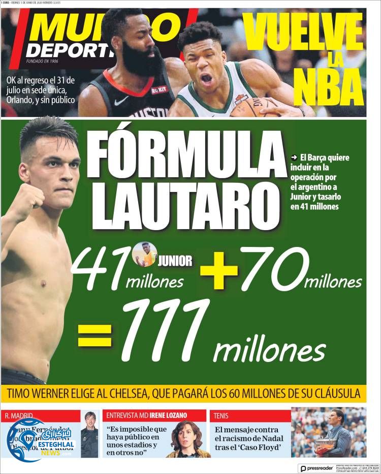 روزنامه ورزشی موندو دپورتیوو جمعه 16 خرداد 1399