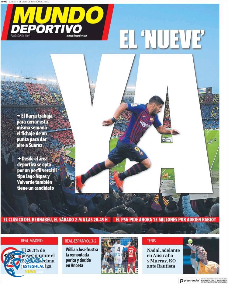 روزنامه ورزشی موندو دپورتیوو سه شنبه 25 دی 1397