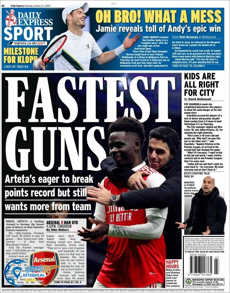 روزنامه ورزشی اکسپرس اسپورت شنبه 1 بهمن 1401 