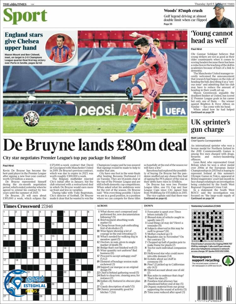 روزنامه ورزشی تایمز اسپورت پنجشنبه 19 فروردین 1400