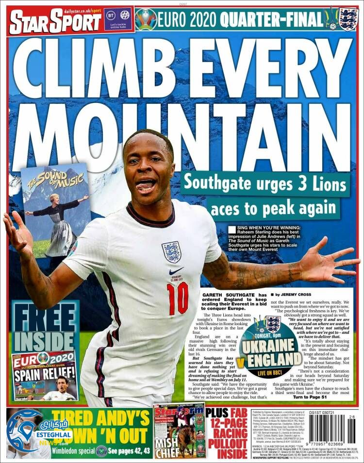 روزنامه ورزشی استار اسپورت شنبه 12 تیر 1400