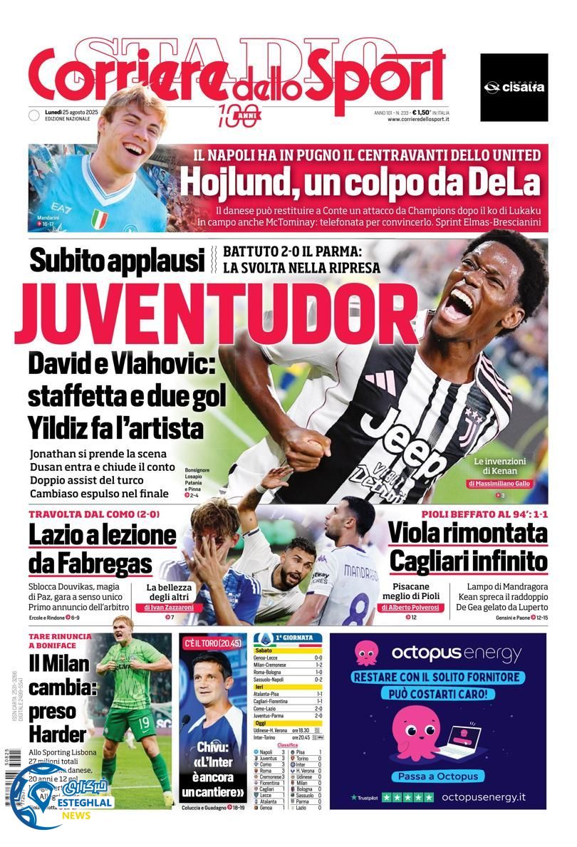 روزنامه ورزشی کوریره دلو اسپورت دوشنبه 3 شهریور 1404  