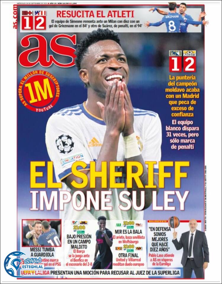 روزنامه ورزشی آ اس چهارشنبه 7 مهر 1400