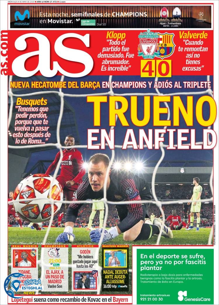 روزنامه ورزشی آاس چهارشنبه 18 اردیبهشت 1398