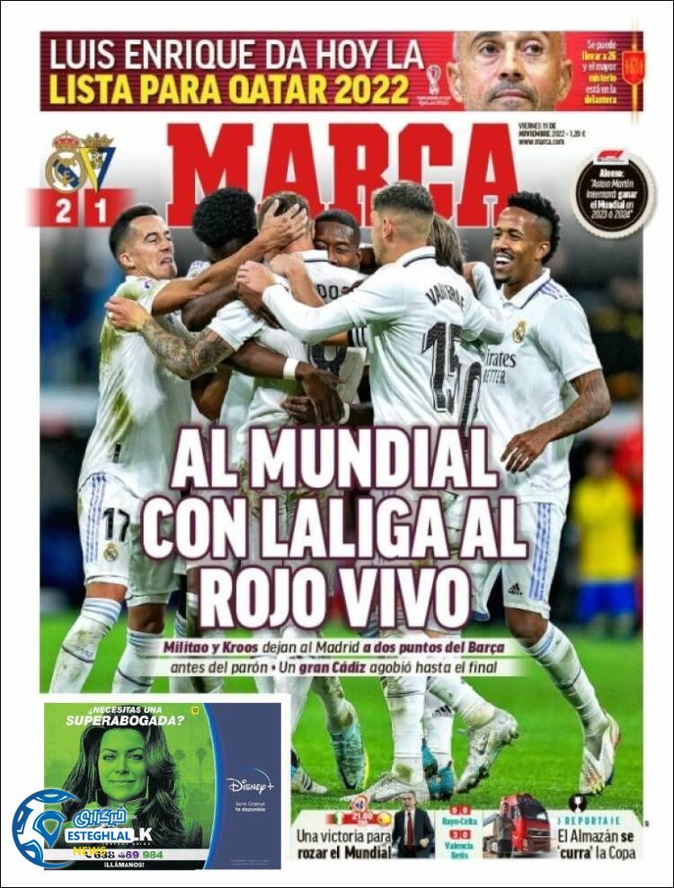 روزنامه ورزشی مارکا جمعه 20 آبان 1401 