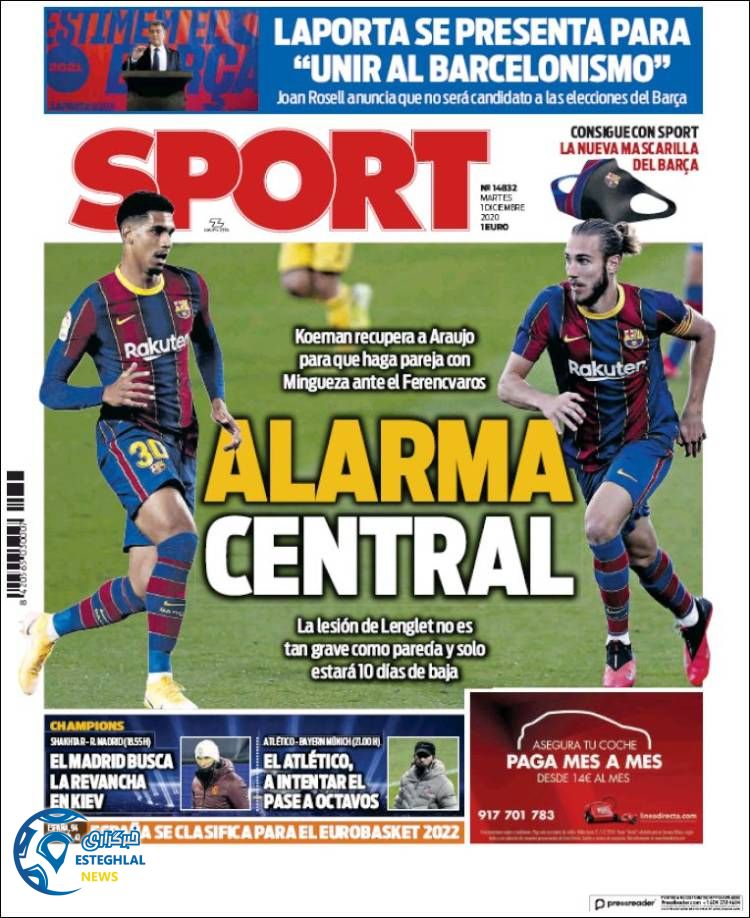 روزنامه ورزشی اسپورت سه شنبه 11 آذر 1399