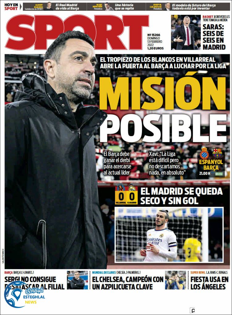 روزنامه ورزشی اسپورت یکشنبه 24 بهمن 1400