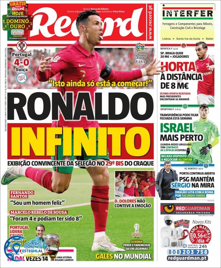 روزنامه ورزشی رکورد دوشنبه 16 خرداد 1401