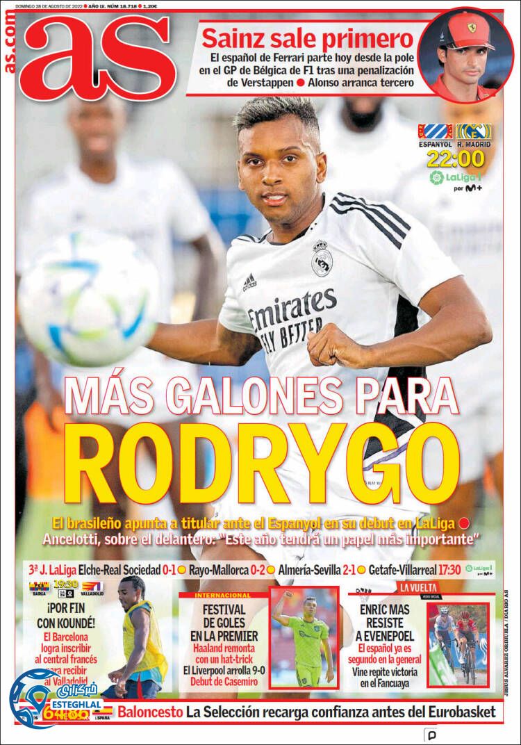 روزنامه ورزشی آ اس یکشنبه 6 شهریور 1401