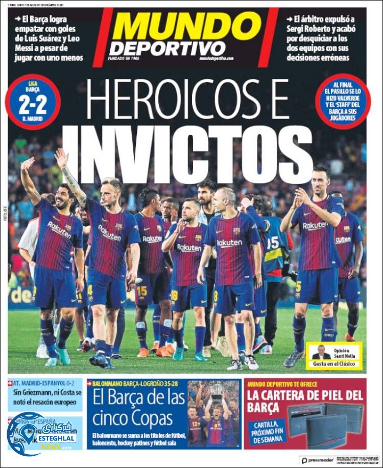 روزنامه موندو دپورتیوو دوشنبه 17 اردیبهشت 1397