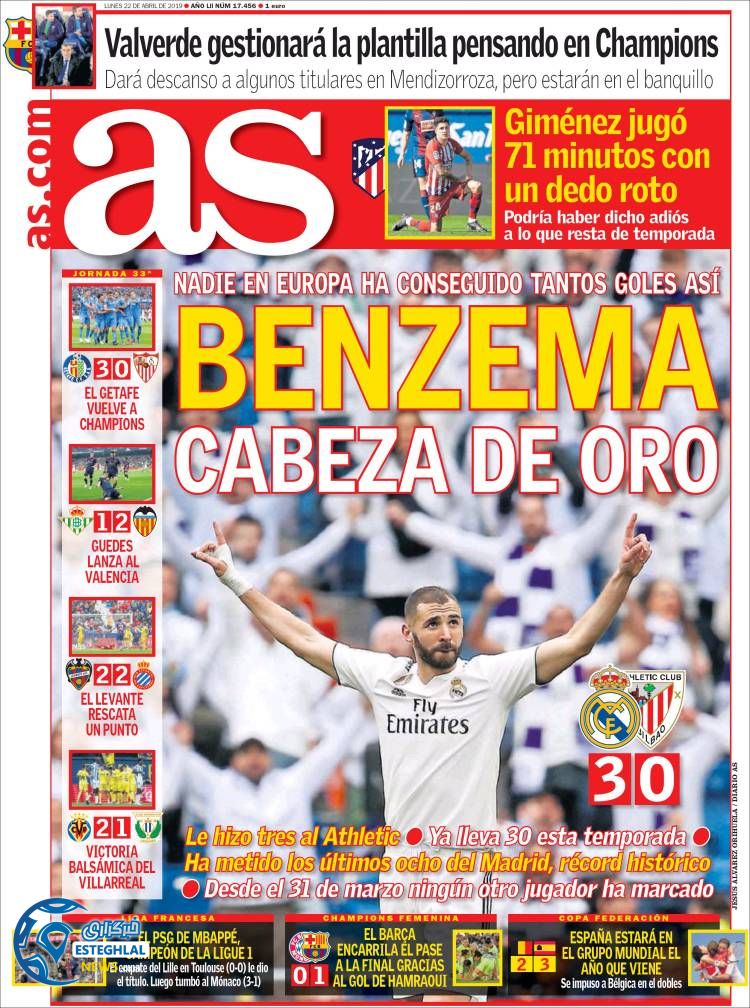 روزنامه ورزشی آاس دوشنبه 2 اردیبهشت 1398