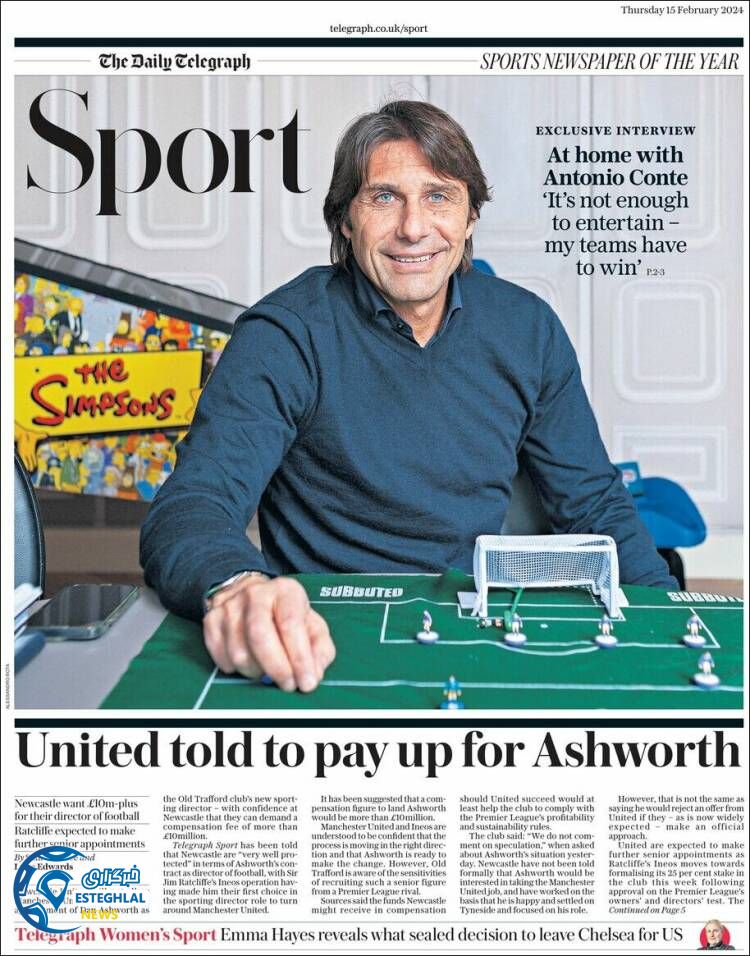 روزنامه ورزشی تلگراف اسپورت پنجشنبه 26 بهمن 1402 