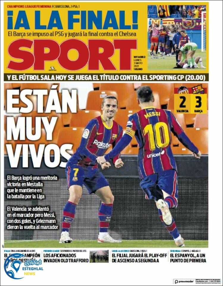 روزنامه ورزشی اسپورت دوشنبه 13 اردیبهشت 1400