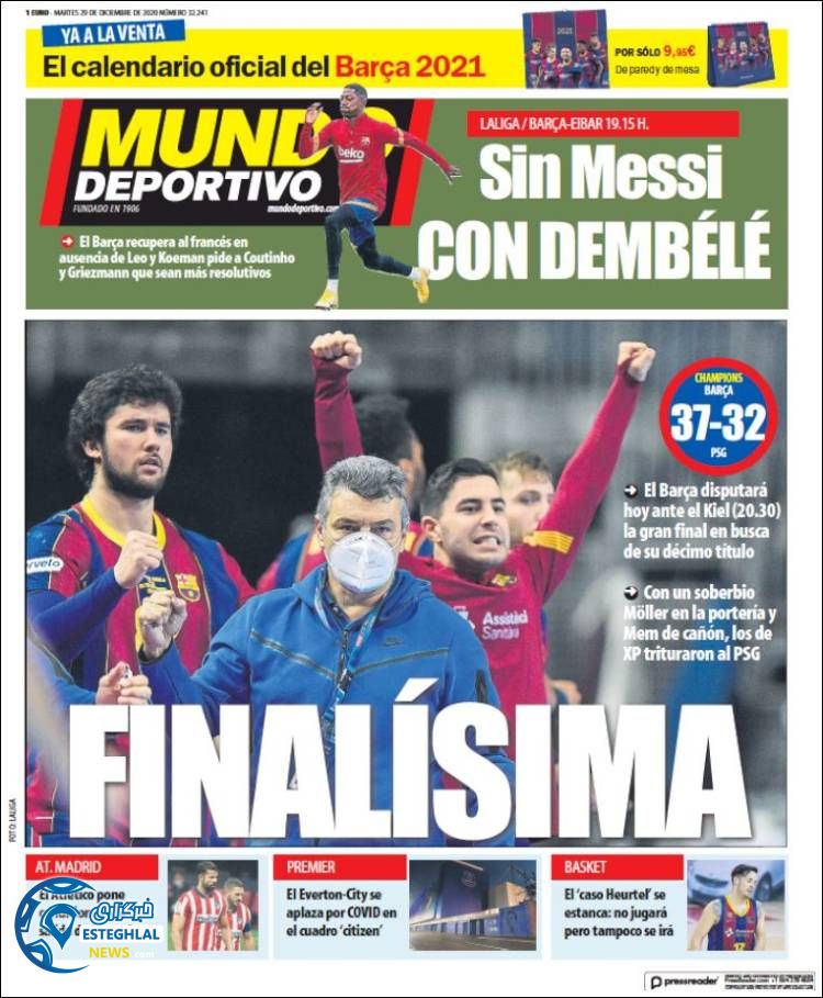 روزنامه ورزشی موندو دپورتیوو سه شنبه 9 دی 1399