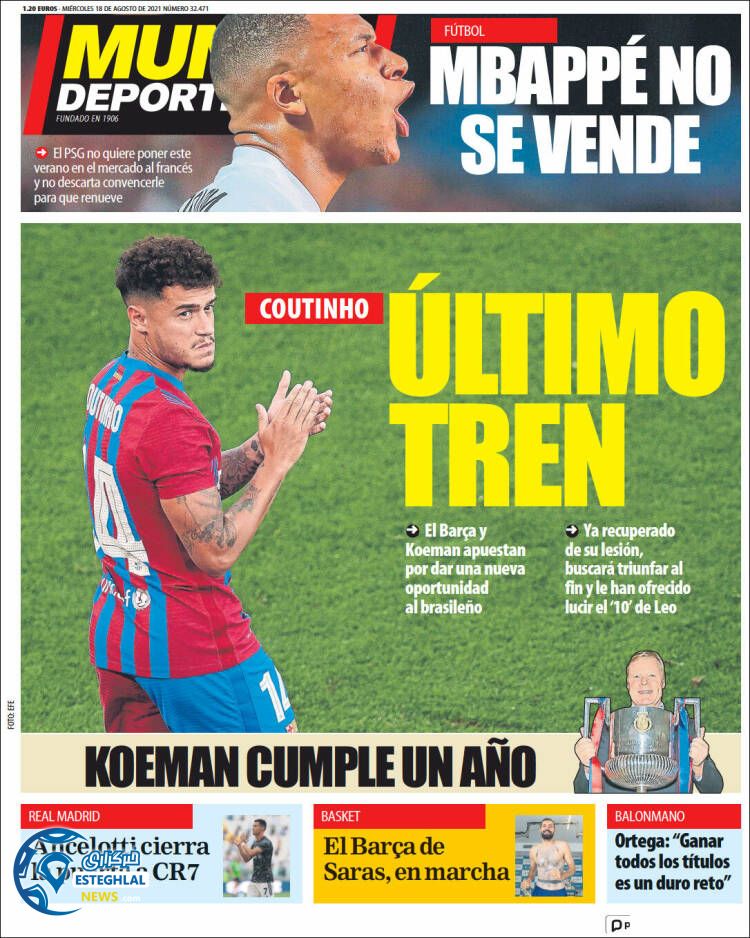 روزنامه ورزشی موندو دپورتیوو چهارشنبه 27 مرداد 1400