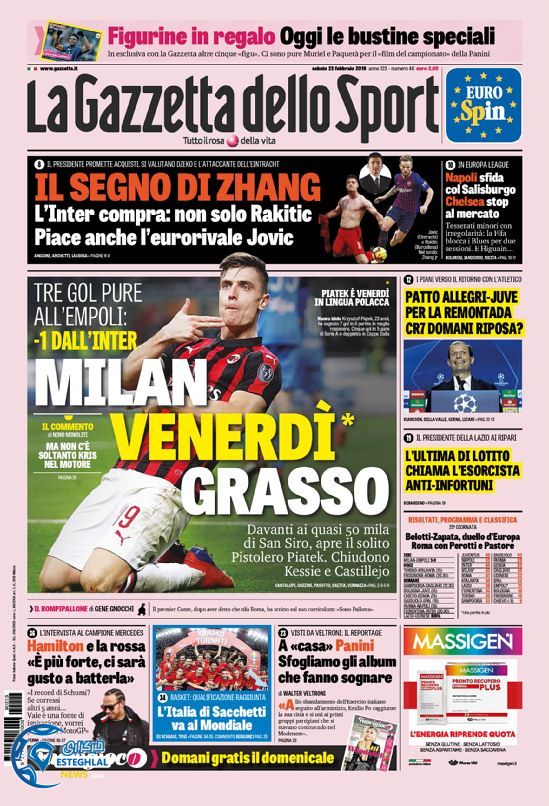 روزنامه ورزشی گاتزتا دلو اسپورت شنبه 4 اسفند 1397