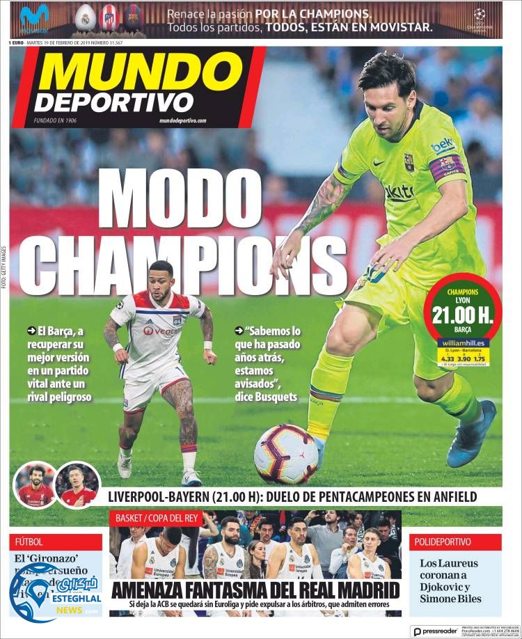 روزنامه ورزشی موندو دپورتیوو سه شنبه 30 بهمن 1397